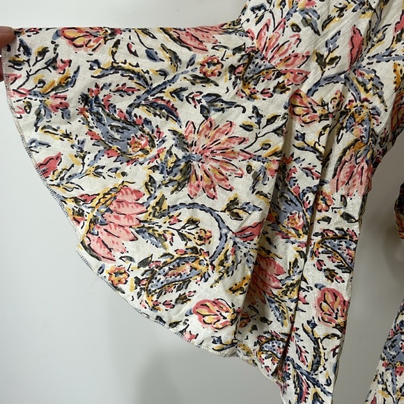 TALISMAN Vintage Lotus Floral Print Ruffle Detail Carly Wrap Dress Size Large - Picture 13 of 16